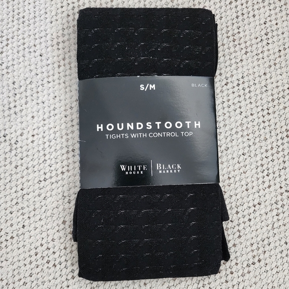 WHBM Houndstooth Black S/M Tights with Control Top NEW - Picture 1 of 3